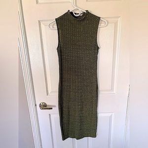 JustFab Ribbed Sleeveless Midi Mock Turtleneck Dress